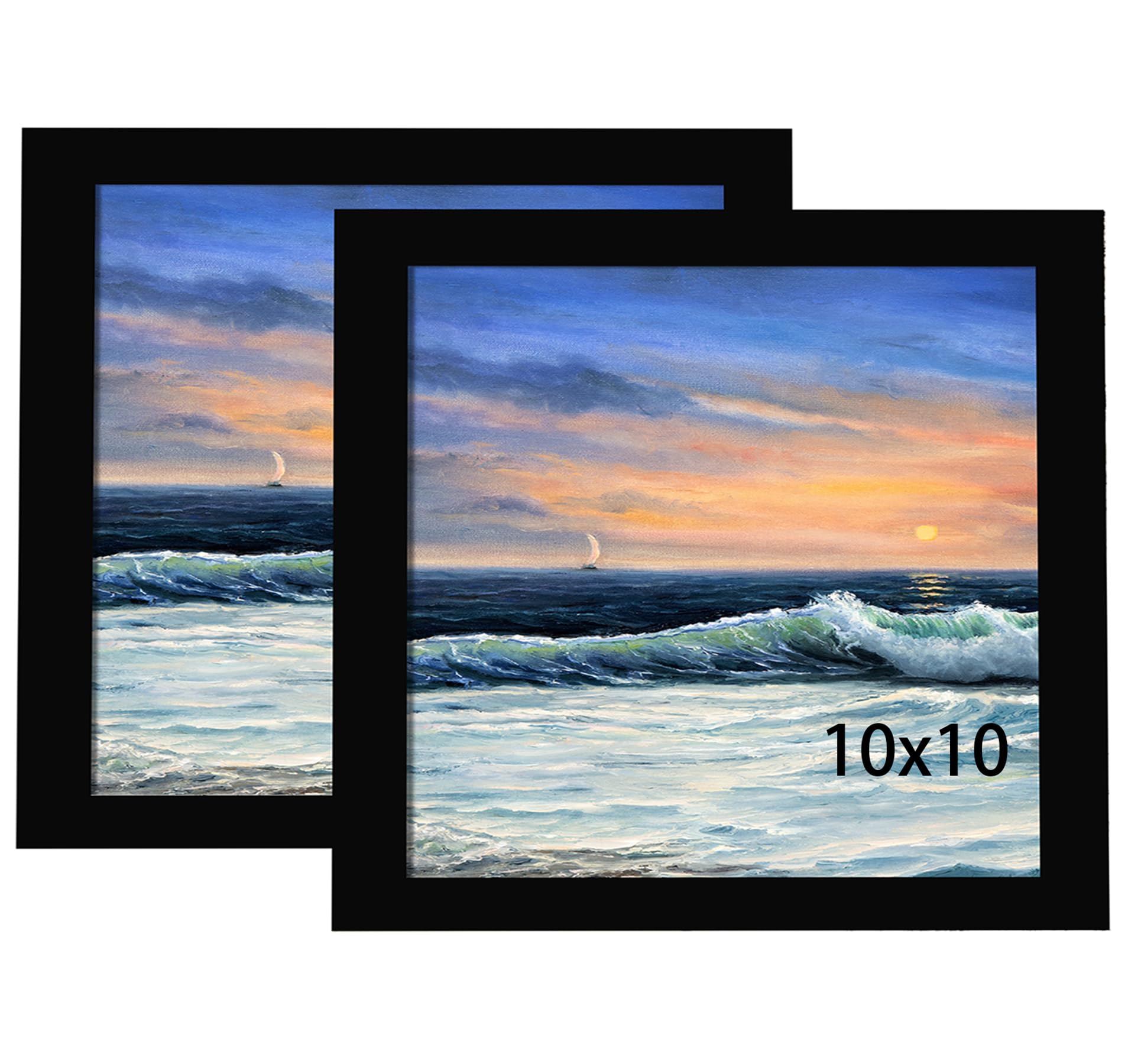 LUCKYLIFE 10x10 Picture Frame Black for Wall Mounting Horizontally or Vertically, 10 x 10 Square Wall Gallery Poster Photo Frame, 2 Pack Black 10x10