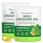 Oil of Oregano Softgels 6000mg, 2 in 1 Formulated with Black Seed Oil 200mg, Immune Support, Oregano Oil Capsules Organic, Natural Defense Supplement, Non-GMO, Easy to Swallow, 240 Softgels
