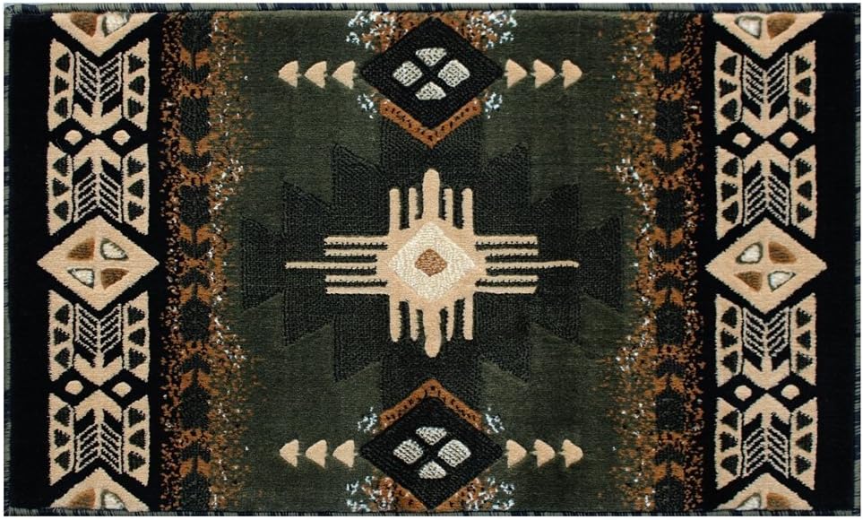 Champion Rugs Southwest Native American Area Rug Sage Green (24 Inch X 40 Inch Mat)