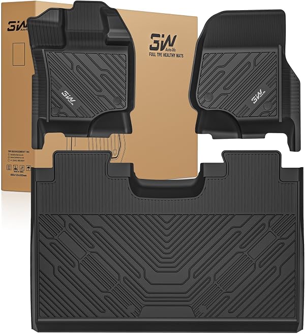 3W Floor Mats for Ford F-150 2015-2025 2026 & F150 Lightning 2022-2025 SuperCrew (w/o Fold Flat Storage), TPE All Weather Custom Fit, Front & Rear 3PCS | Heavy Duty, Easy Clean - Black