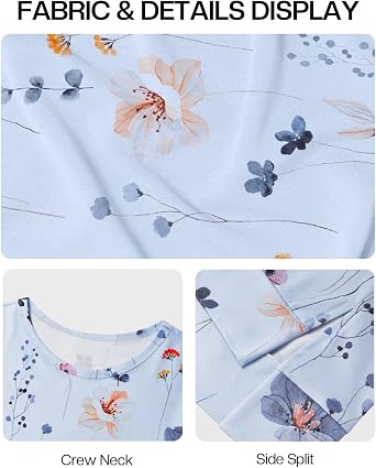 JUSTFASHIONNOW Womens Long Sleeve Tunic Tops to Wear with Leggings Crew Neck Side Split Layering Shirts Loose Fit Long Tops