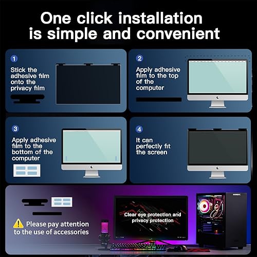 Miniatura 8 de Paquete de 2 pantallas magnéticas colgantes de privacidad para computadora de 27 pulgadas para monitor de pantalla ancha de 16:9, pantalla de
