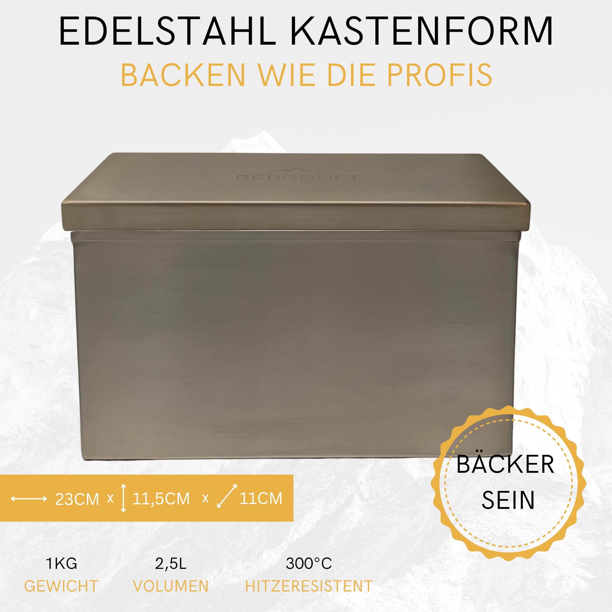 Molde para pan tostado de acero inoxidable con tapa, molde para pan y sándwich, superficie interior lisa, apta para lavavajillas, molde para pan | certificado LFGB