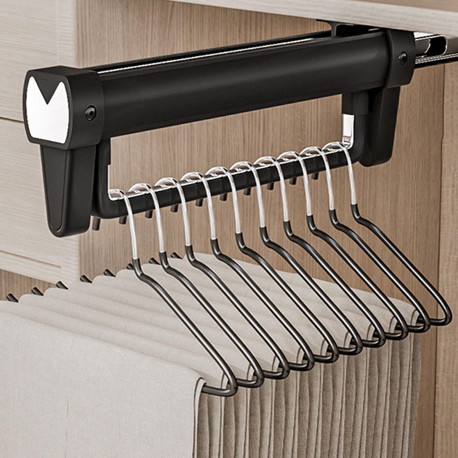 Buxuaaaa Black Pull Out Clothes Storage Rod Space Saving Aluminum Alloy Hanging Rails For Wardrobes And Drying Racks Aluminum Rails