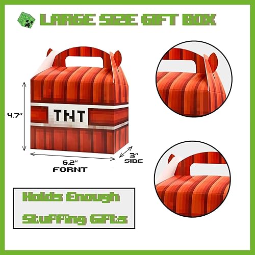 Miniatura 3 de WBTEER Suministros para fiesta de cumpleaños, cajas de recuerdos de fiesta, paquete de 20 bolsas de caramelo estilo píxel, cajas de mano,