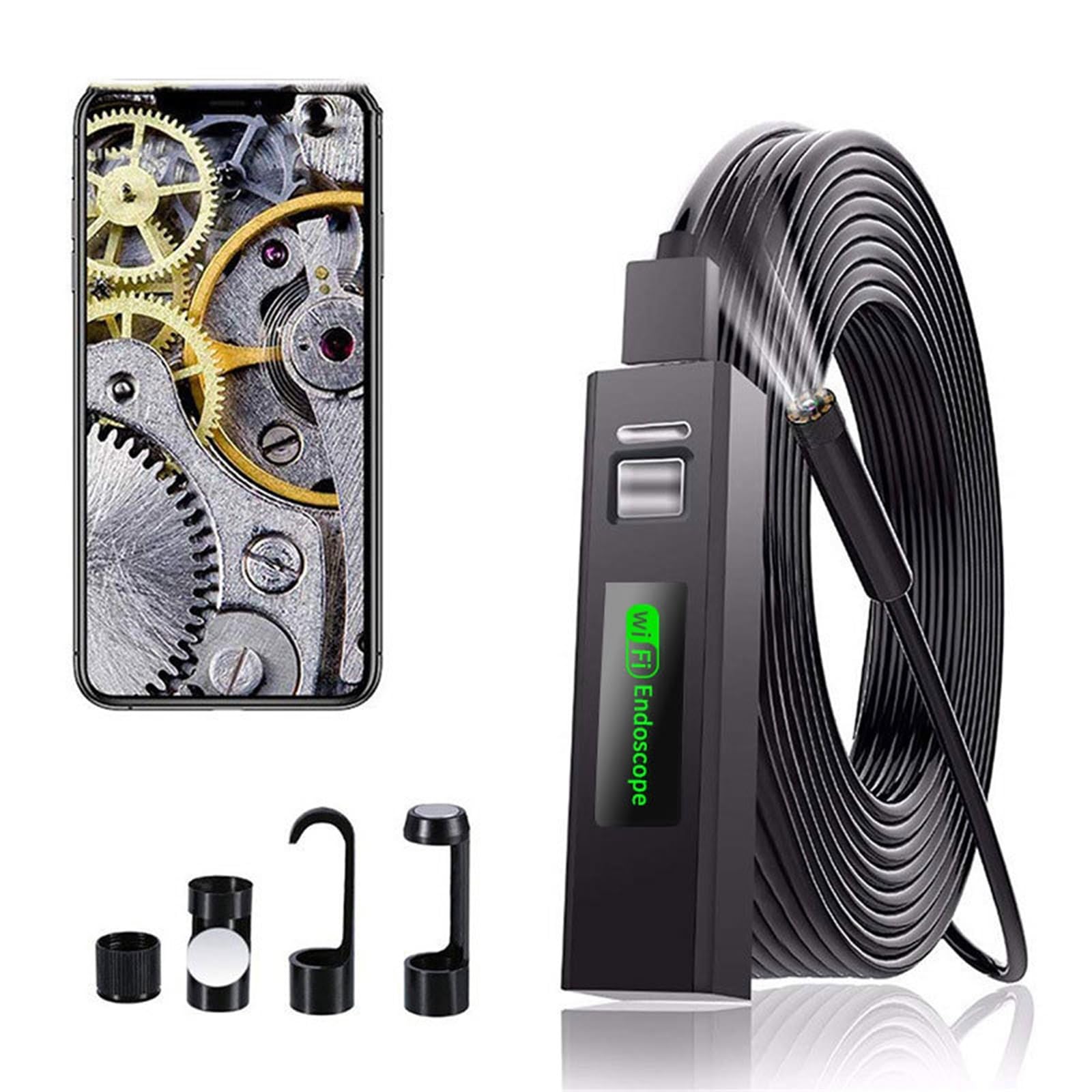Telecamera per ispezione endoscopio, Endoscopio WiFi 720P IP67 Monitoraggio Impermeabile Per Auto Per Fognature,per auto, muro(Hard wire,10m)