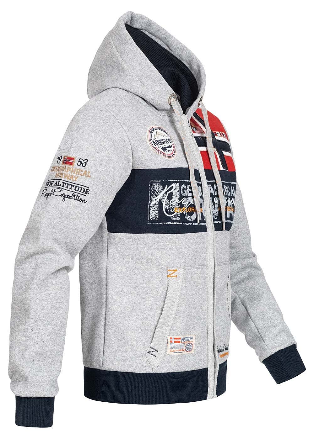 Geographical Norway Herren Sweatjacke Flyer Jacke mit Kapuze,Patches
