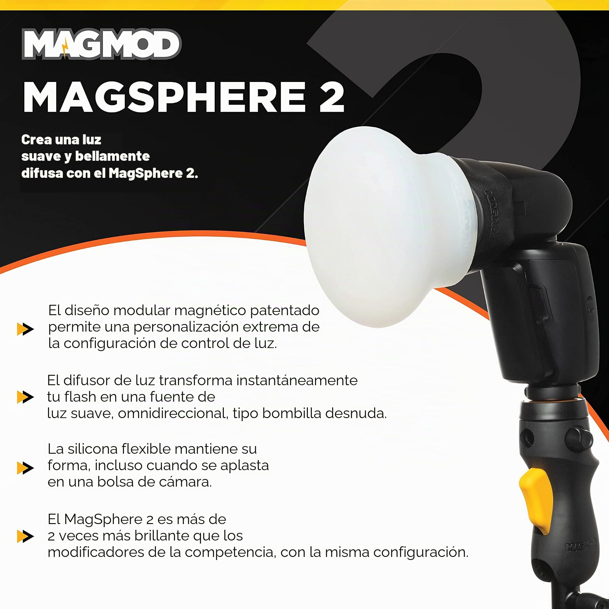 Difusor de Flash MagSphere 2 por MagMod | Modificador de Flash de iluminación de fotografía | Accesorio difusor de luz magnético | Control de luz Ligero