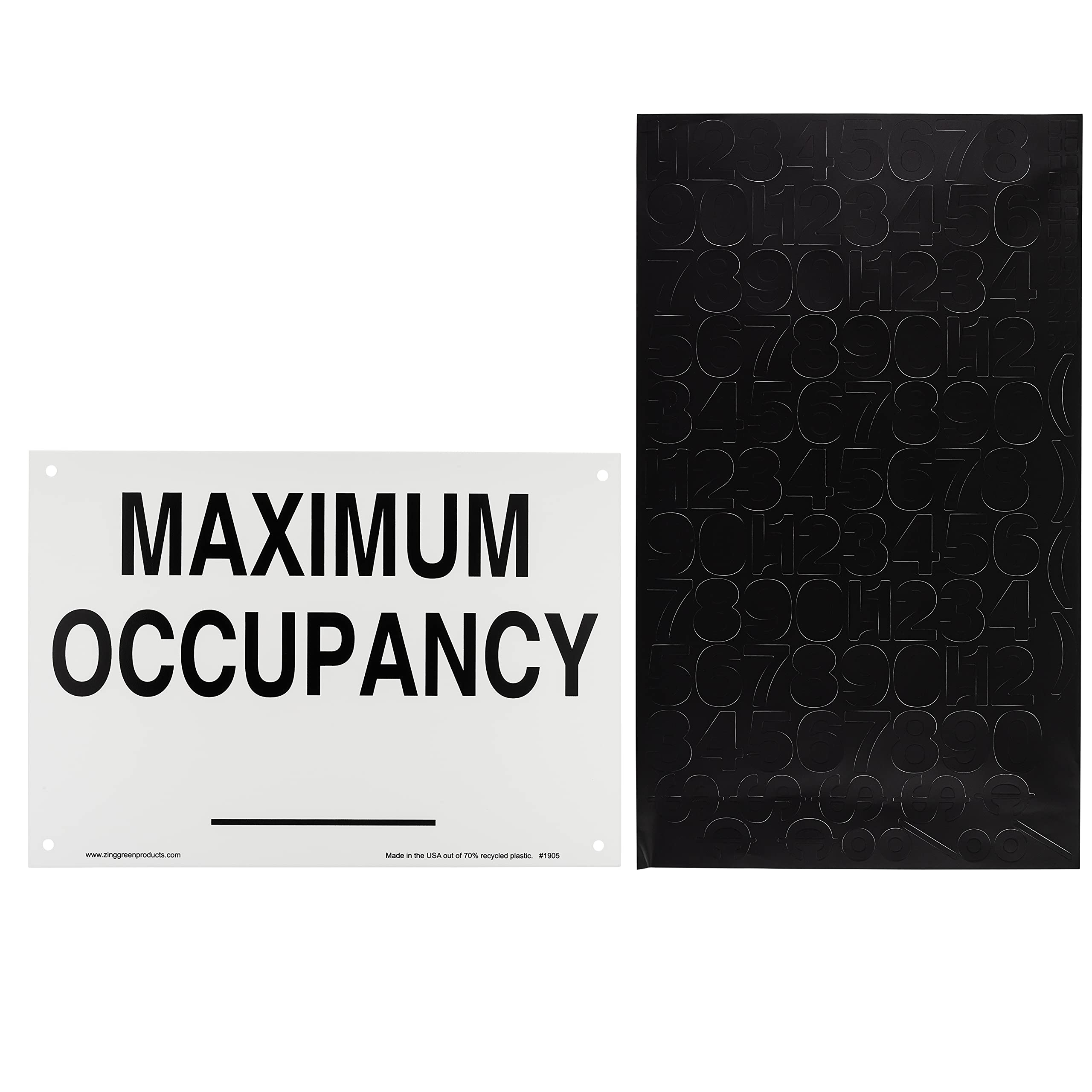Zing 1905 Eco señal de seguridad, máximo, plástico reciclado, 7 "H x 10" W, Negro sobre blanco