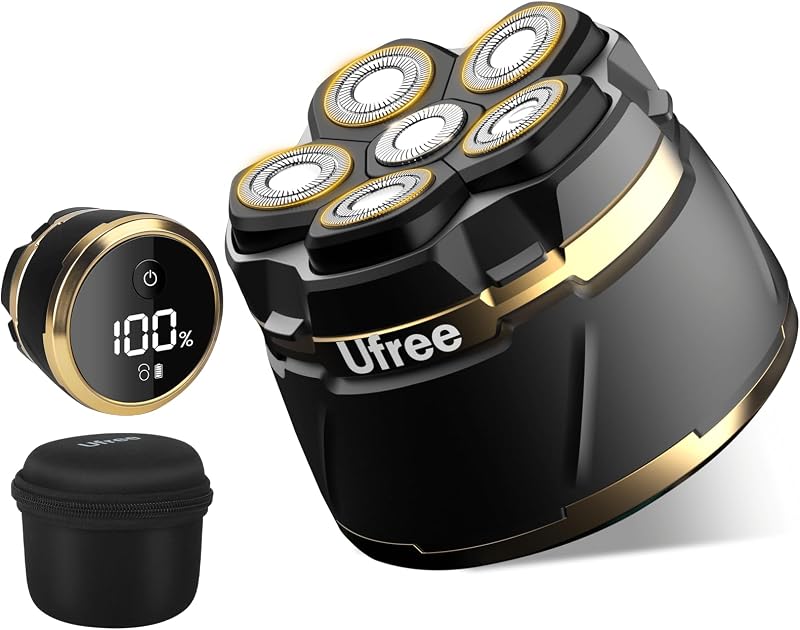 Barbeador elétrico rotativo Ufree U-2666 com cabeça magnética removível, IPX6 e cabo USB-C