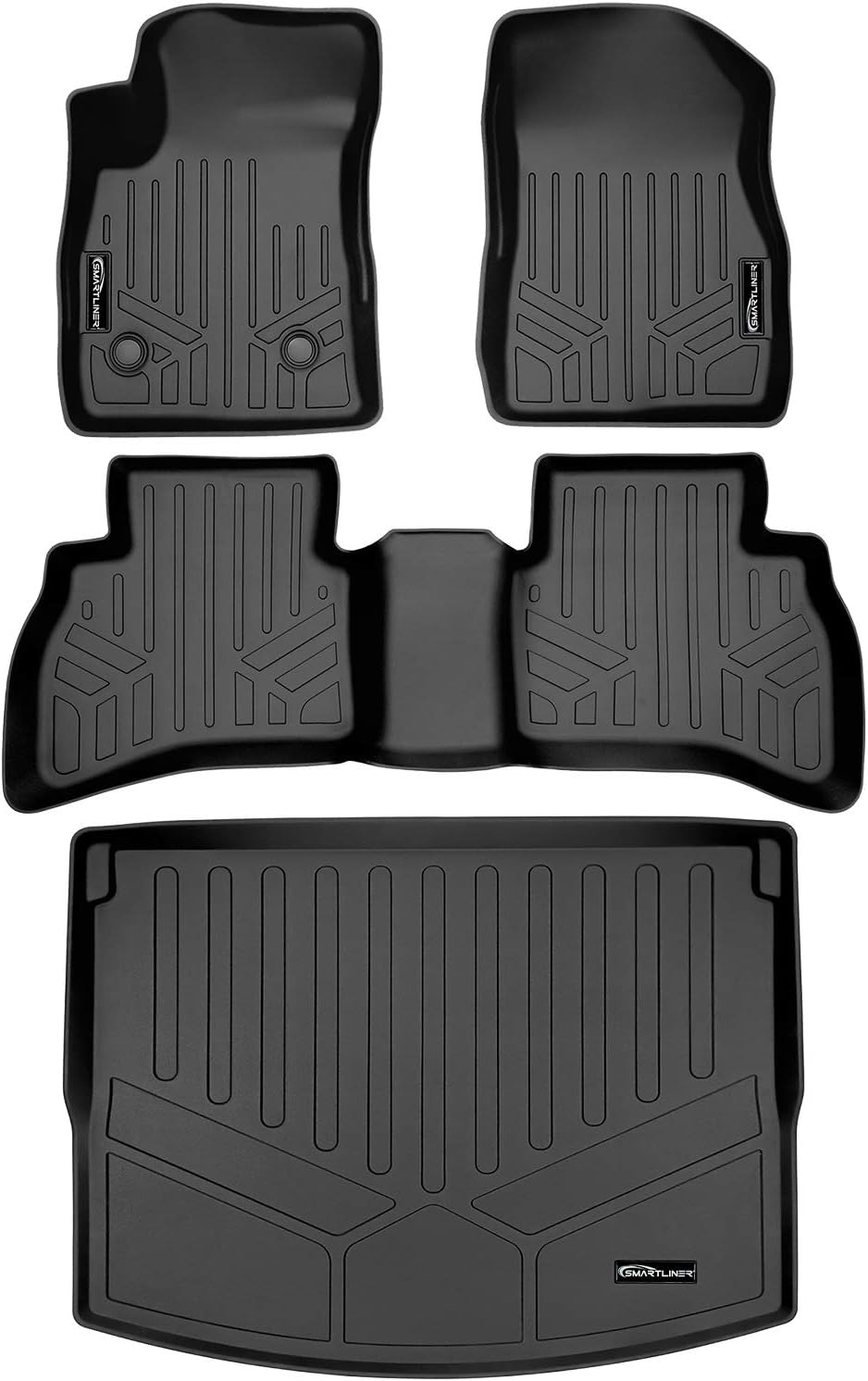 SMARTLINER Custom Fit Floor Mats & Cargo Liner Behind 2nd Row (Upper Deck) Set Compatible with 2021-2025 Chevrolet Trailblazer