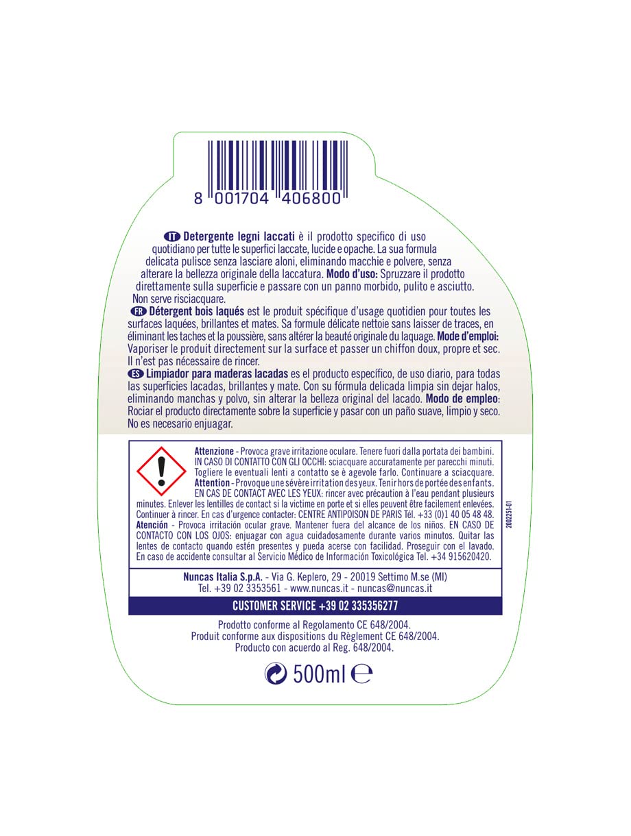 Nuncas Livax Mobili&Design - Detergente Legni Laccati Lucidi e Opachi - 500ml