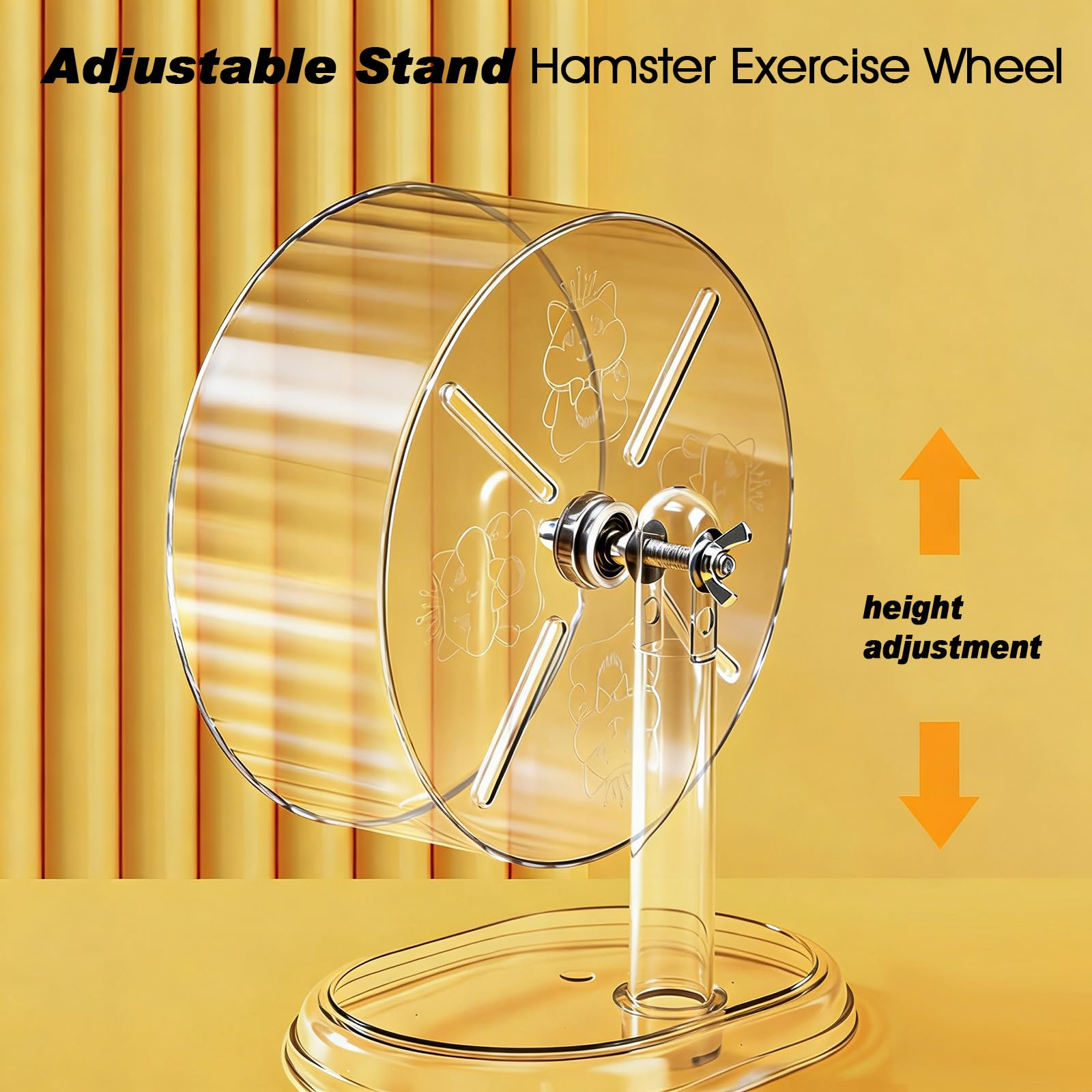 Hamster Exercise Wheel,Super-Silent Small Animals Exercise Wheels,Quiet Hamster Running Wheels with Adjustable Stand for Hamsters,Gerbils,Rats,Other Small Pets(Transparent, 7 inch) - image 4