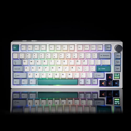 Miniatura 7 de GK GAMAKAY TK75 V2 Teclado mecánico silencioso al 75% con pantalla TFT, intercambio en caliente RGB Bluetooth 5.02.4GHz inalámbricoUSB-C con cable