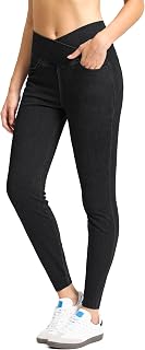 Rammus Pull on Jeggings for Women Stretchy Skinny Jeans | Crossover, High Waist, Tummy Control, with Pockets, Yoga Denim Leggings, Sweatpant Jean