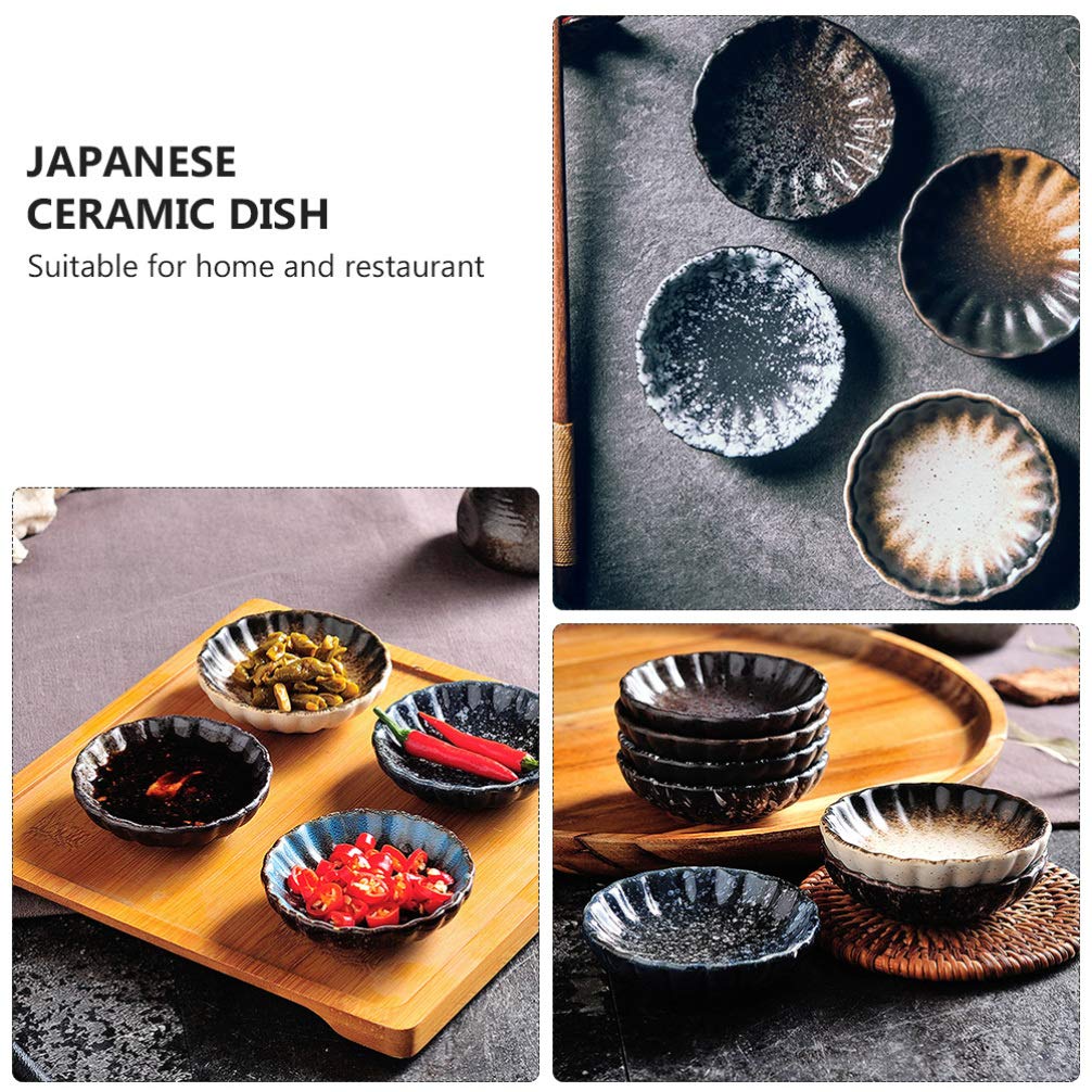 Plat à Trempette en Céramique Japonaise 5pcs, Motif Créatif Unique