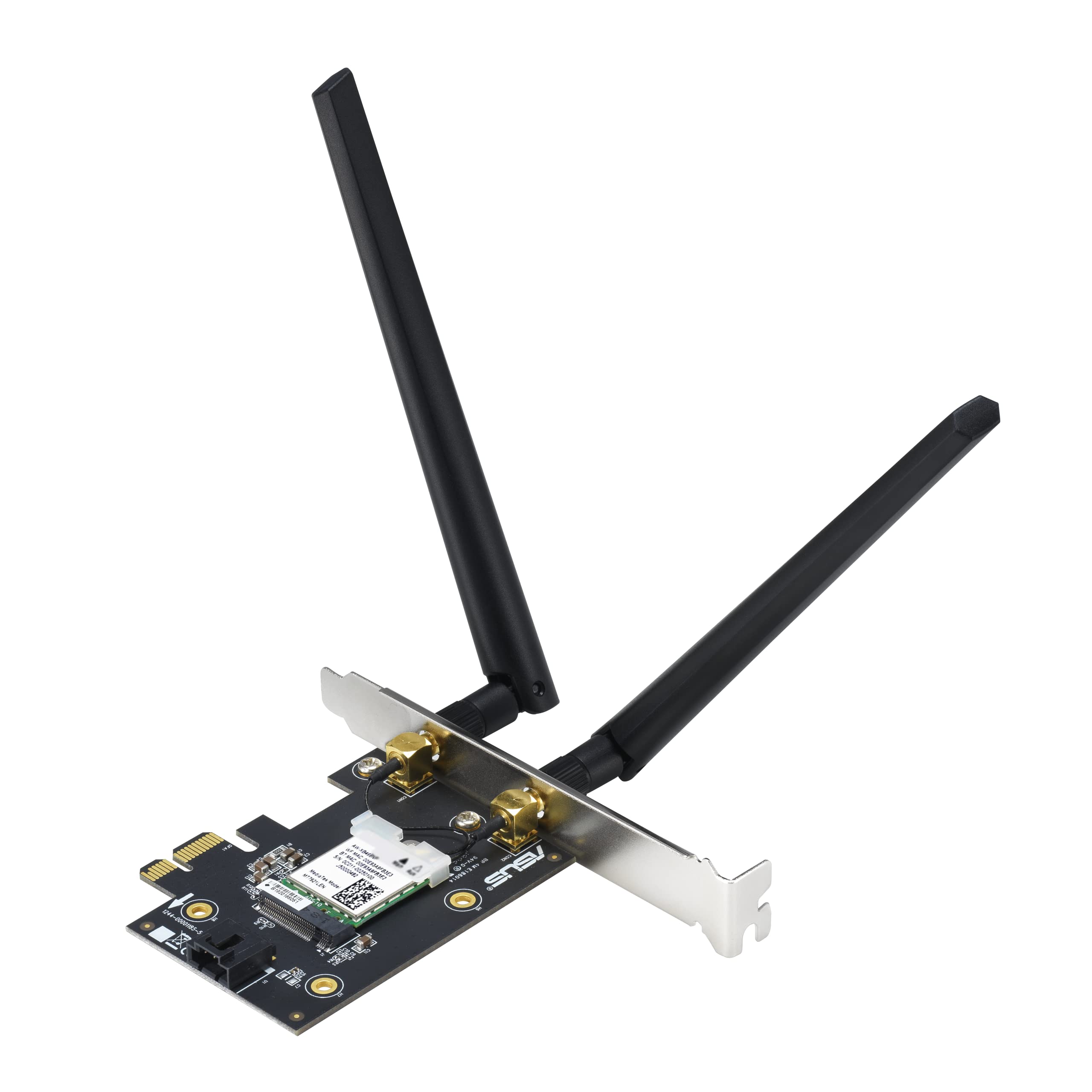 ASUS Adaptateur WiFi AX1800 PCIe (PCE-AX1800) – WiFi 6, Bluetooth 5.2, très faible latence sans fil, 2 antennes externes, prend en charge le débit total de données jusqu'à 1800 Mbps, sécurité réseau