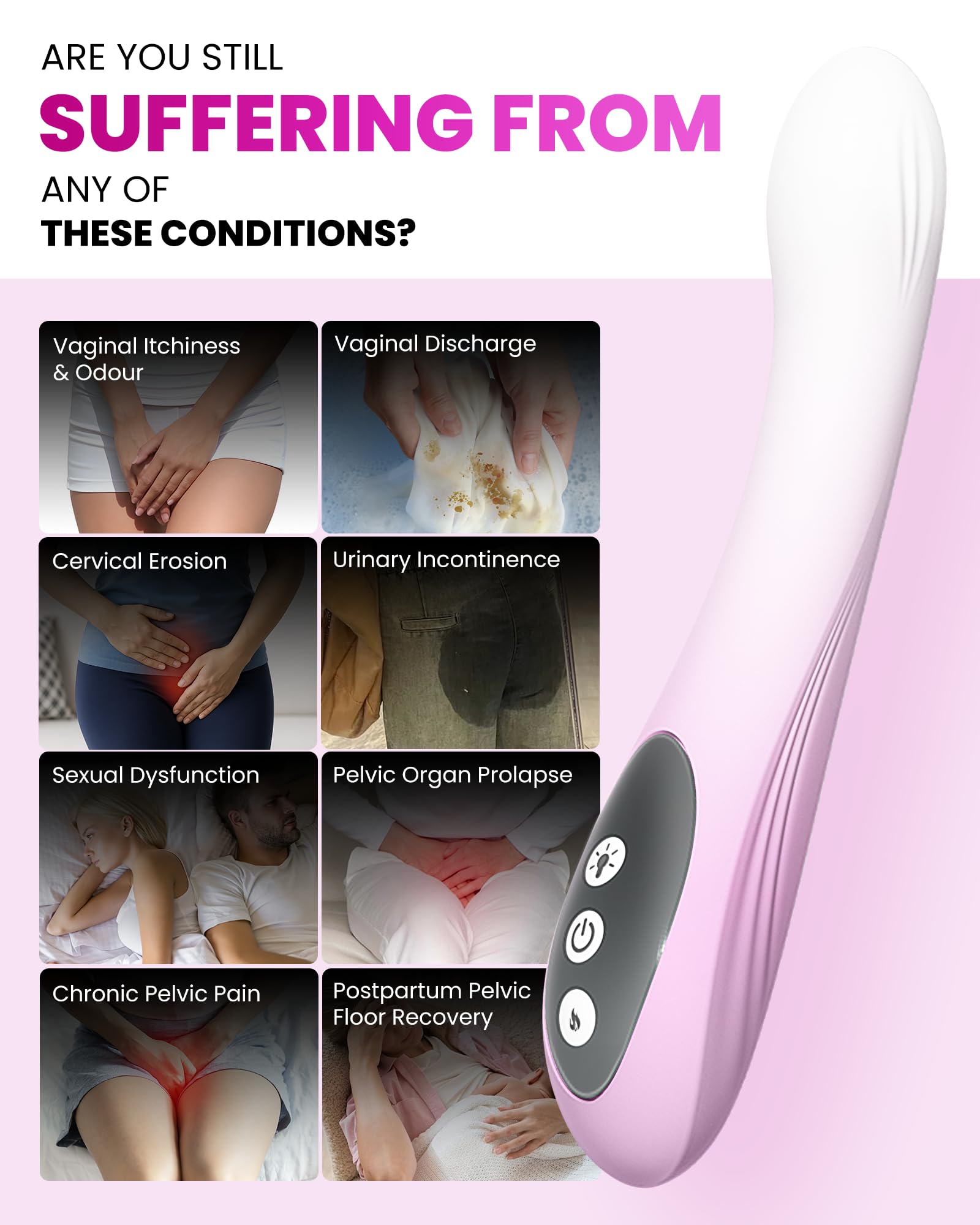 Intim Wellness Gerät für Frauen mit Rot- & Blaulicht (460–470nm / 630–660nm), Wärme & Massage, Beckenboden Unterstützung, Wiederaufladbares Intimpflege Gerät für Wechseljahre & tägliche Pflege
