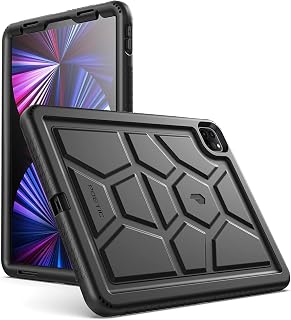 Poetic TurtleSkin Heavy Duty Case Designed for iPad Pro 11 Inch 4th Gen 2022 / 3rd Gen 2021 / 2nd Gen 2020 / 1st Gen 2018, Rugged Shockproof Drop Protection Kids Friendly Silicone Cover Case, Black