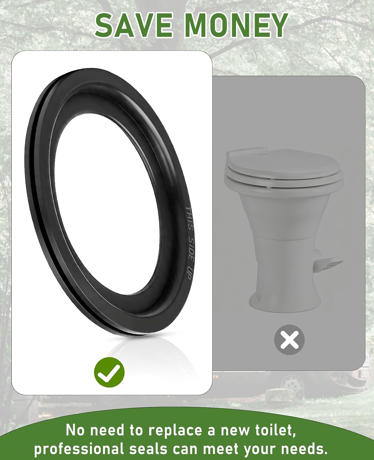 Rakiyada RV Toilet Seal for Dometic 300/310/320/400/410/420, Upgraded Thicker Rubber Flush Ball Seal Gasket Replacement 385311658, Fix Leakage & Odor, Easy Install Camper Toilet Seal, 2-Pack