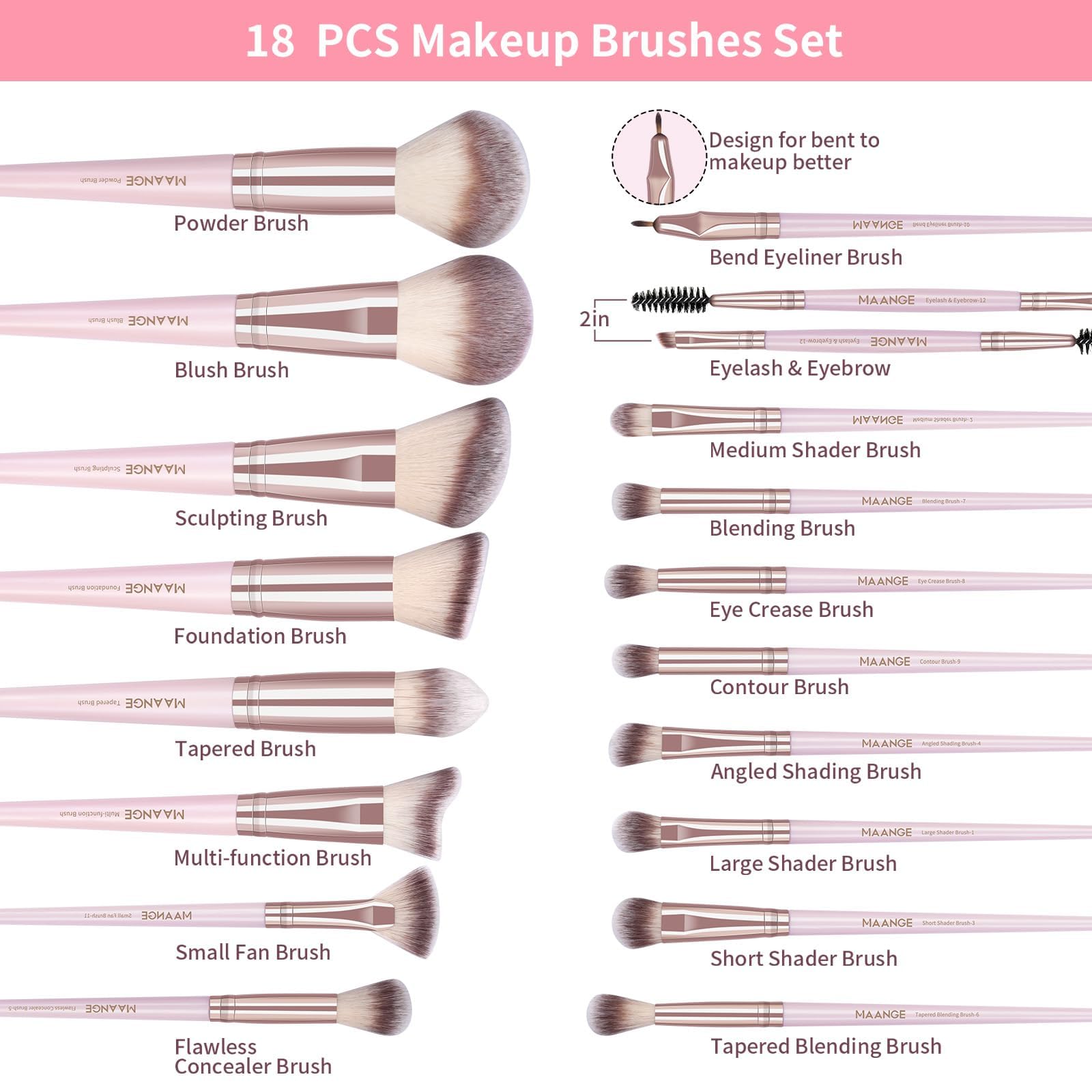 MAANGE 37-Piece Makeup Brush Set with Makeup Accessories