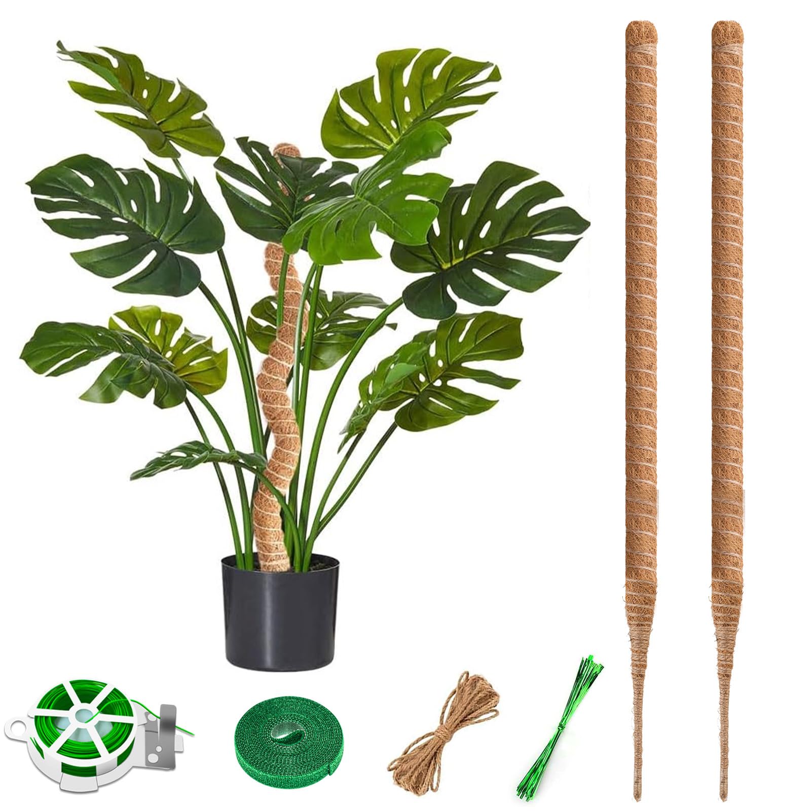 2 Pack Moss Pole, 30 Inch Bendable Moss Pole for Plants Monstera, Tall Moss Poles for Cheese Plant, Climbing Plants Indoor, Large Moss Pole Support, Garden Trellis Plant