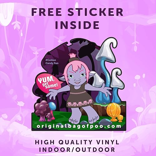 Miniatura 5 de The Original Bag of Poo, Troll Poo (algodón de azúcar con sabor a uva) Novedad Poop Gag Gift (1 oz. bolsa individual), adhesivo gratis en el