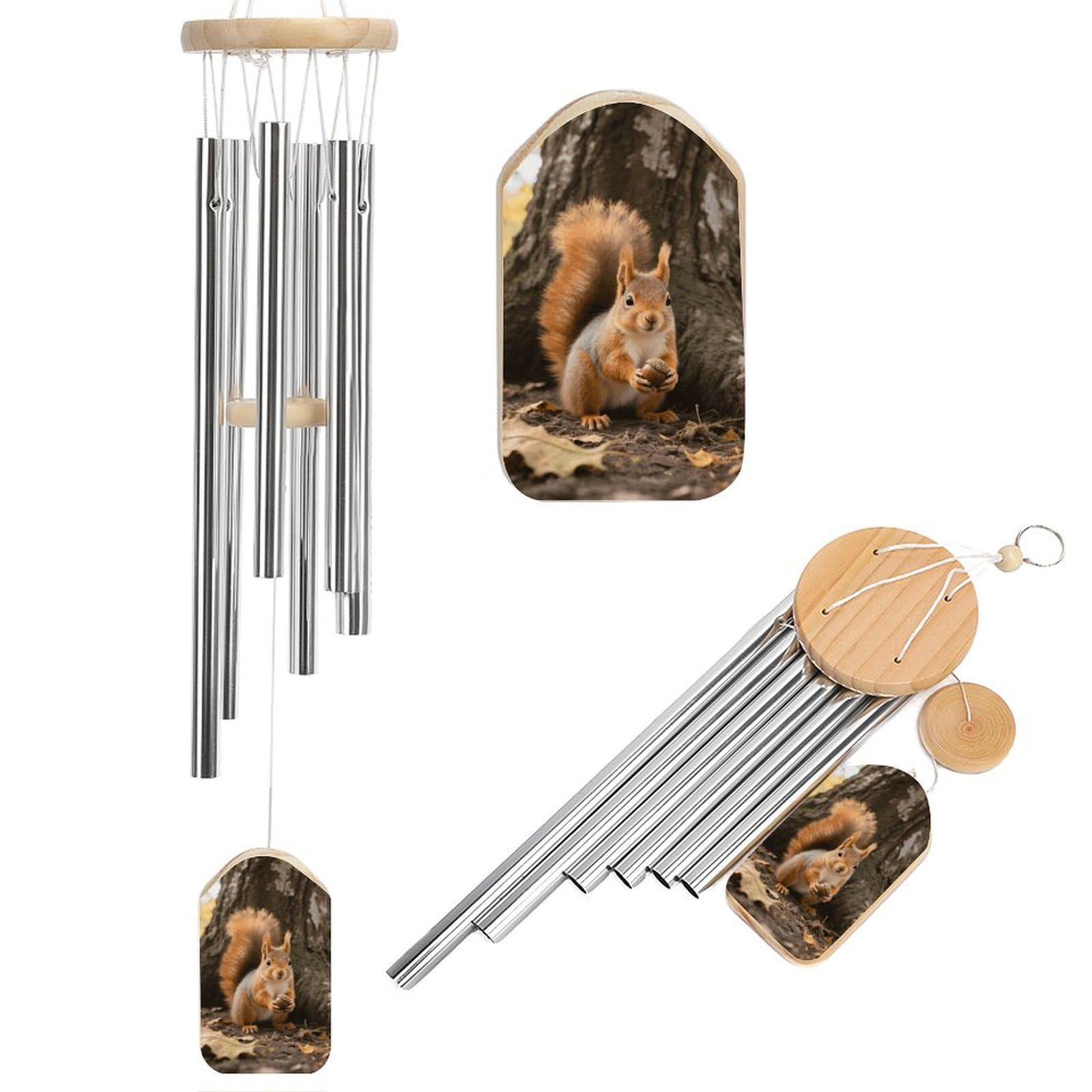 Squirrel Wind Chimes for Outside House Warming Gifts, Deep Tone Soothing Melodic Tones Windchimes, Memorial Wind Chime for Home Garden Decoration Aluminium Large Wind Chimes