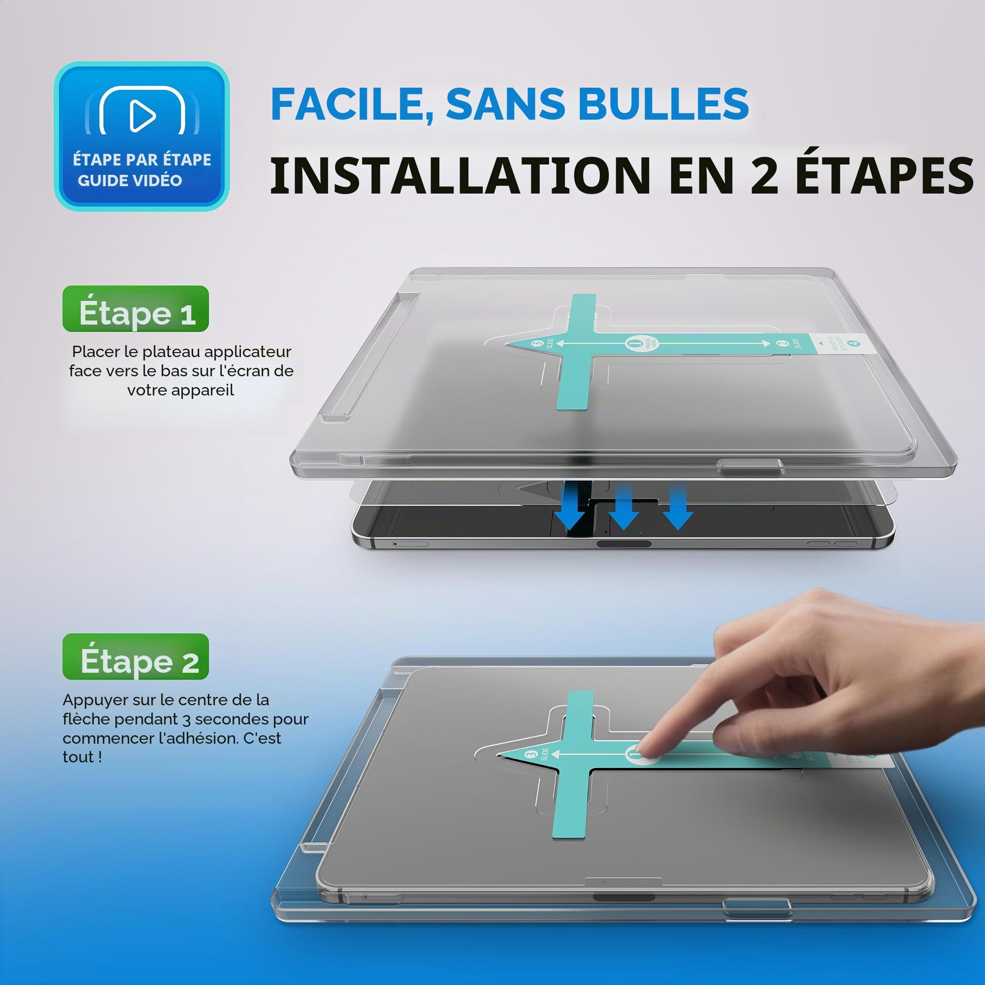 Deppa Verre Trempé avec iPad Air 13 Inch M4/M3/M2 (2026/2025/2024, 8th/7th/6th Gen) kit d’installation facile – compatible Face ID & Apple Pencil, couverture complète