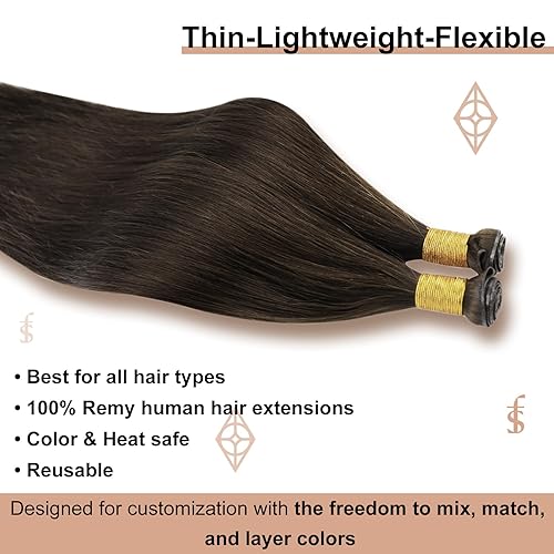 Miniatura 2 de Full Shine Extensiones de cabello humano Remy para coser, atadas a mano, extensiones de cabello humano Remy, extensiones de cabello humano Remy para