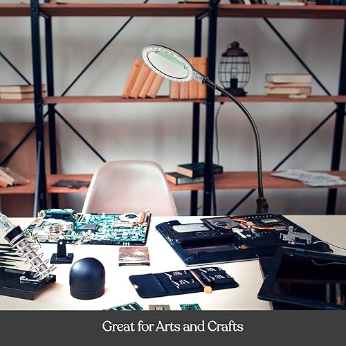 Miniatura 4 de Lupa con lámpara LED Brightech  LightView Flex  ultraluminosa, con abrazadera, luz de día LED, ahorradora de energía con aumento de 1,75X, negro,