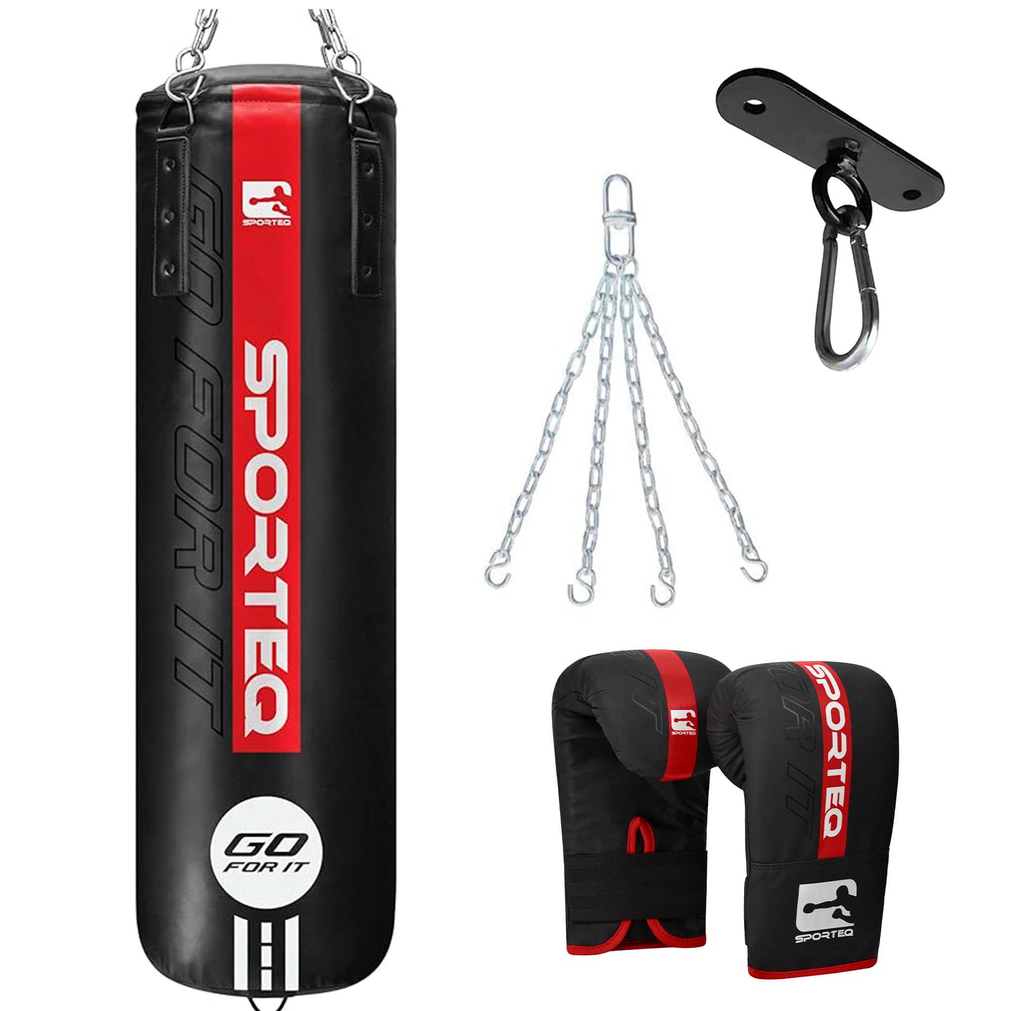 Sporteq Rexnyl Heavy Filled 5FT Punch Bag Combos for All Ages & Genders | Boxing, Martial Arts, Commercial & Home Gym Use