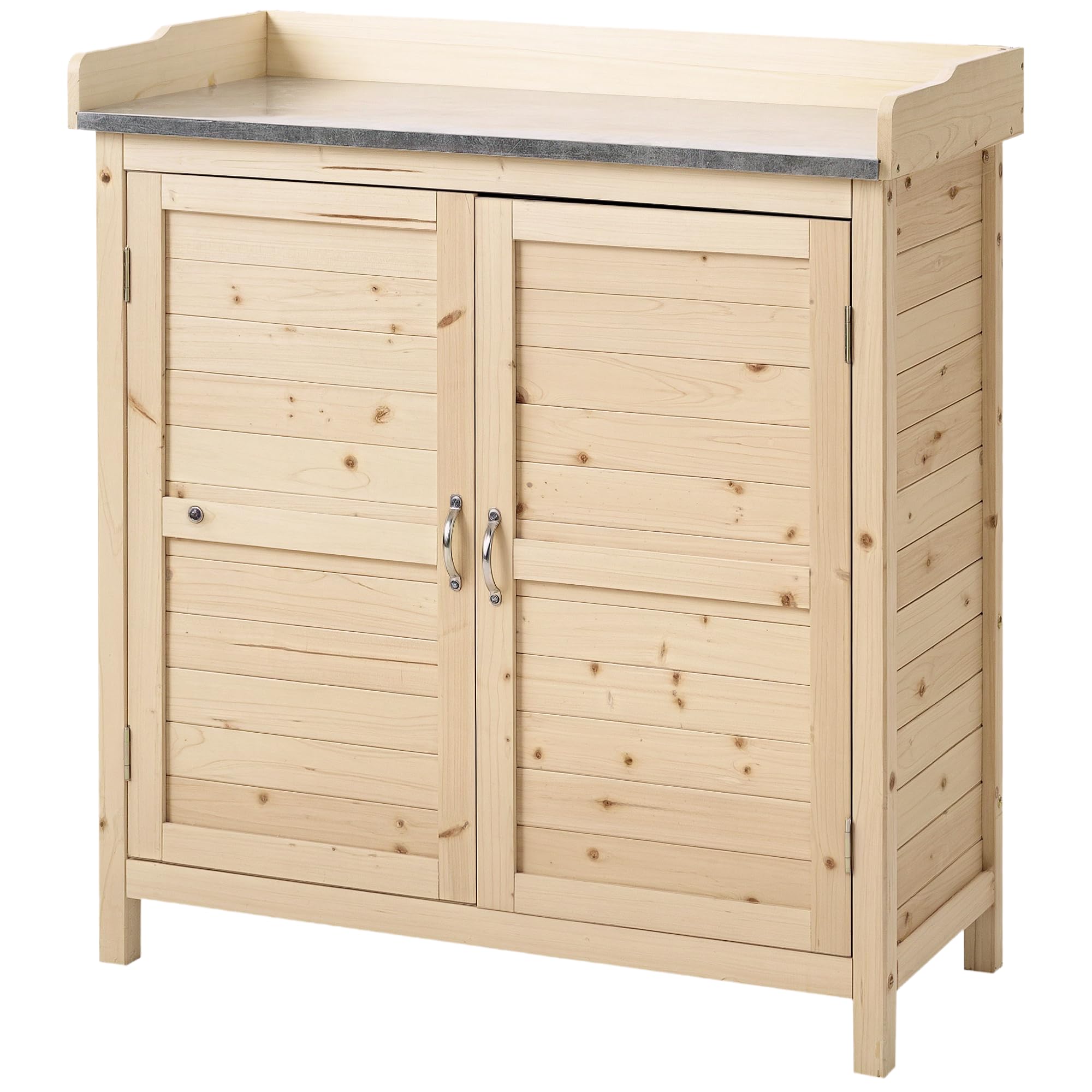 Outsunny Armoire de jardin bois avec table basse 83x40x92 cm