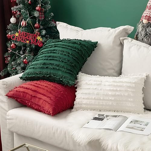 Miniatura 5 de MIULEE - Juego de 2 fundas de cojín decorativas de lino y estilo bohemio, con patrón jacquard a rayas, para sofá, sillón, sala de estar y