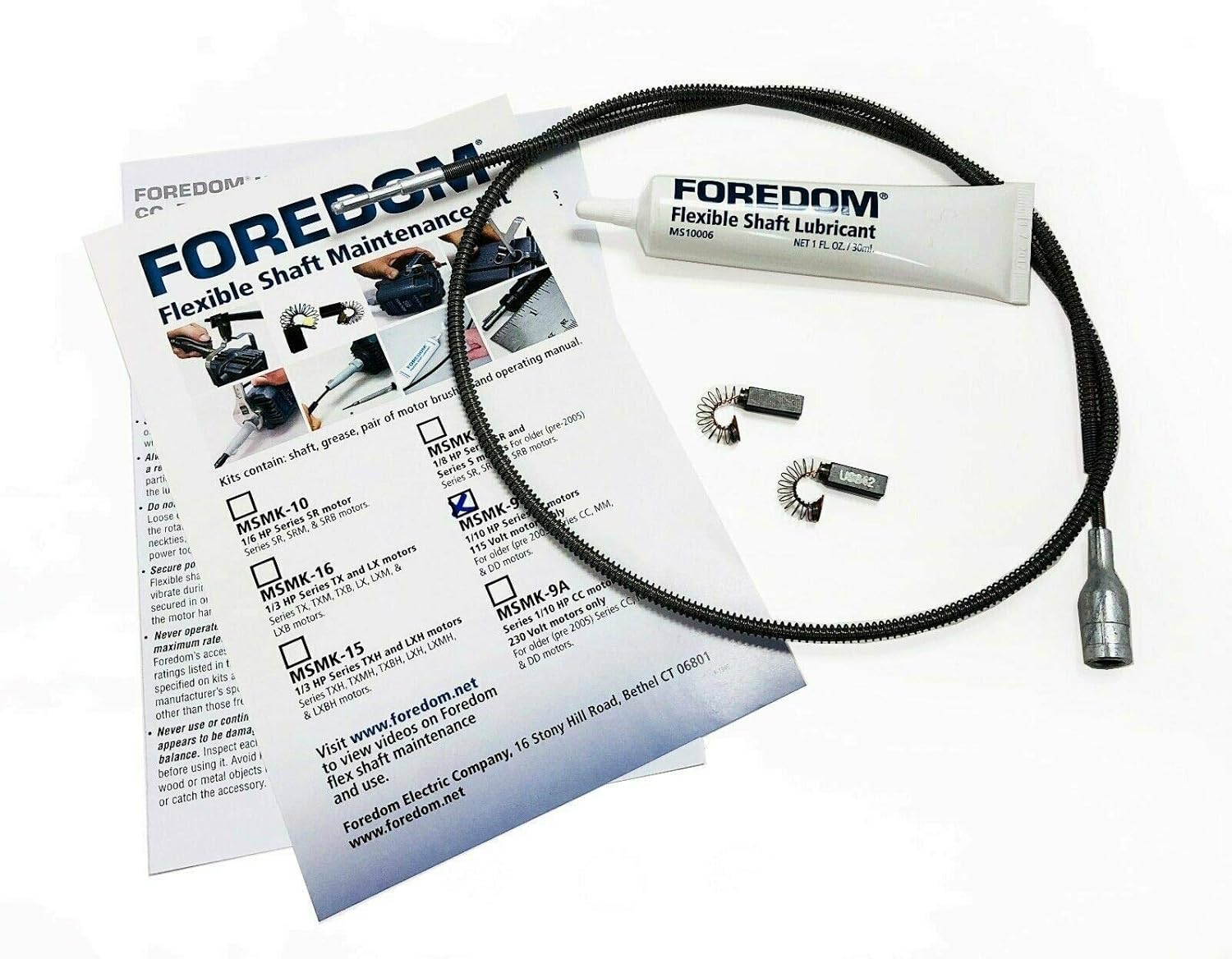 Maintenance Kit for CC, DD, MM Series Ball Bearing Motors, 93 Shaft, 119P Motor Brushes & 10006 Grease, 115V
