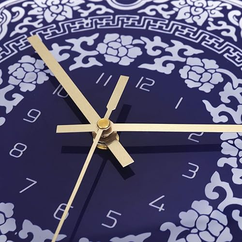Miniatura 7 de Lafocuse Reloj de pared azul y blanco de 12 pulgadas, reloj de pared de cerámica azul marino de porcelana para decoración de sala de estar, reloj de