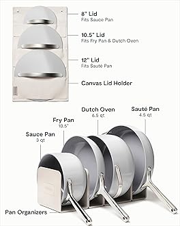 Caraway Non-stick Ceramic Cookware Set (12 Piece) Pots, Pans, Lids and Kitchen Storage - PFAS & PFOA Free - Oven Safe Pan Set & Compatible with All Stovetops - Gray