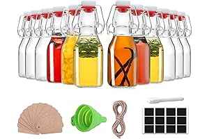 4oz Glass Bottles with Airtight Lid - 12 Pack Glass Bottles with...