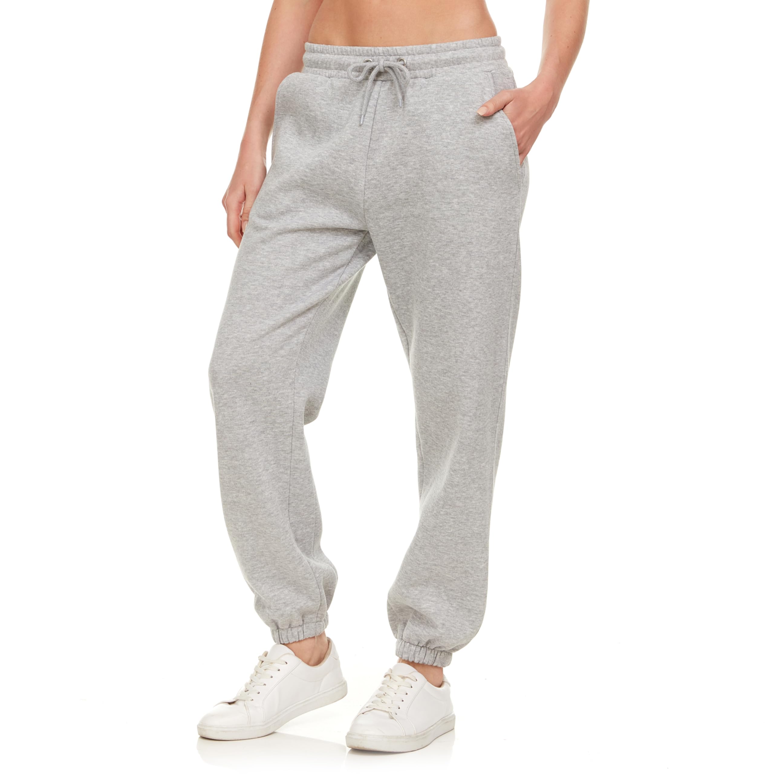 sweatpants for women - closed cinch bottom fleece lounge womens plus size joggers grey