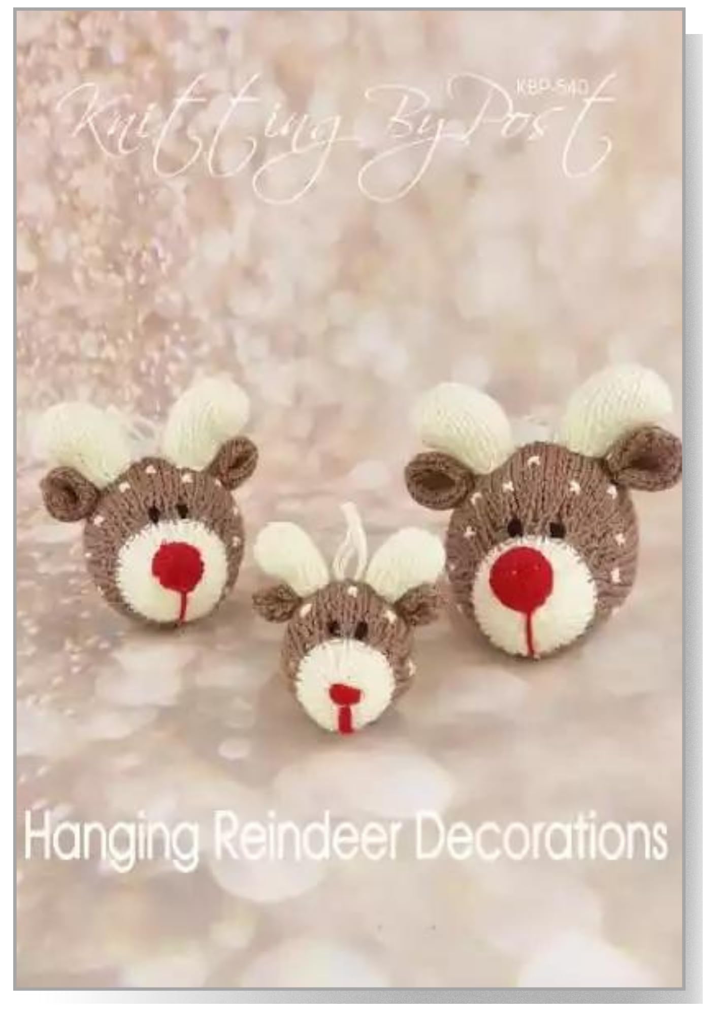 Knitting By Post Brown, Cream, Red Knitting Pattern Leaflet For Hanging Reindeer Decorations Christmas Decoration Soft Toy A5 Leaflet