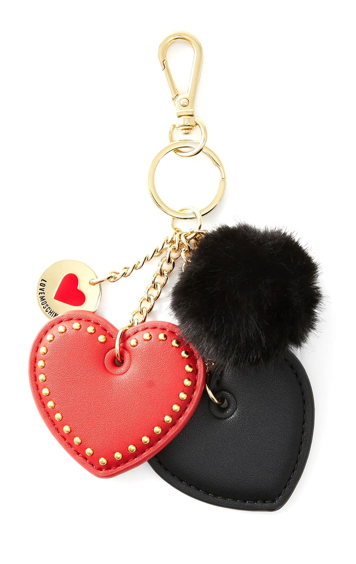 Love Moschino Schlüsselanhänger Anhänger, Schwarz und Rot, Metall Gold