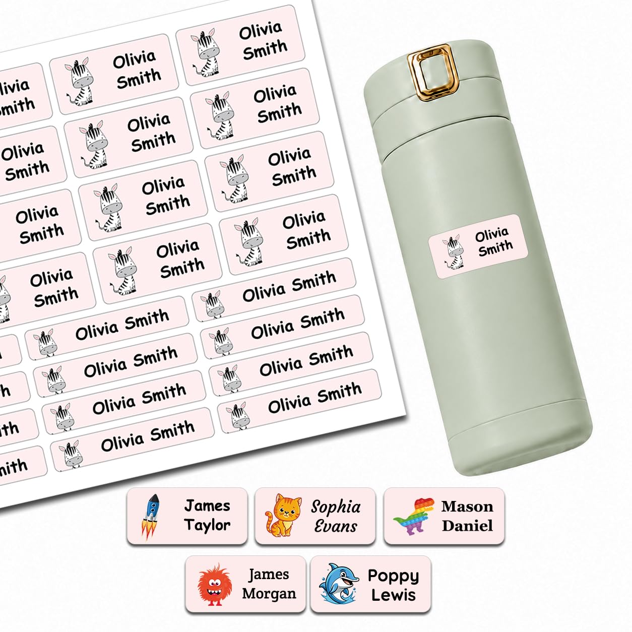 Pack of 46 Stick on Name Labels for Clothes Kids Personalised Name Stickers Suitable for School Uniforms (Orange)