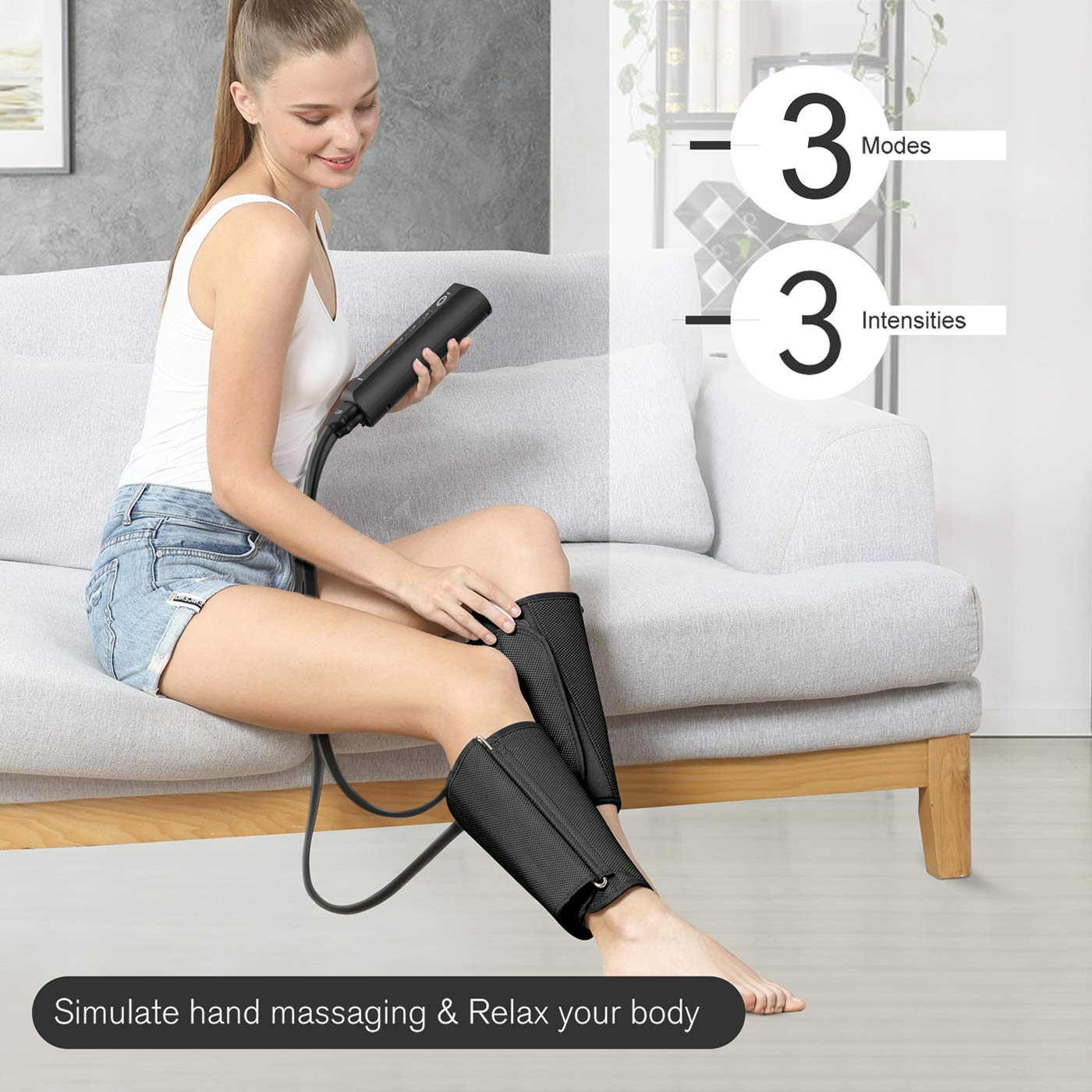 AGARO Strike Gun Massager for Pain Relief & MAGMA Air Compression, Leg Foot Calves Thigh Massage Machine & Smart Air Compression, Foot Calves Massage for Pain Relief and Blood Circulation,Black