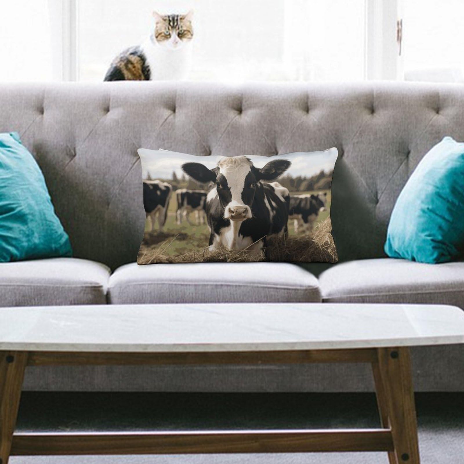 NTVOWPZO Decoration Throw Pillow Covers 8"x12" Pillowcases Covers Cute Cows Soft Pillowcases Modern Farmhouse Home Decor Sofa Cushions Covers for Couch Bed Living Room