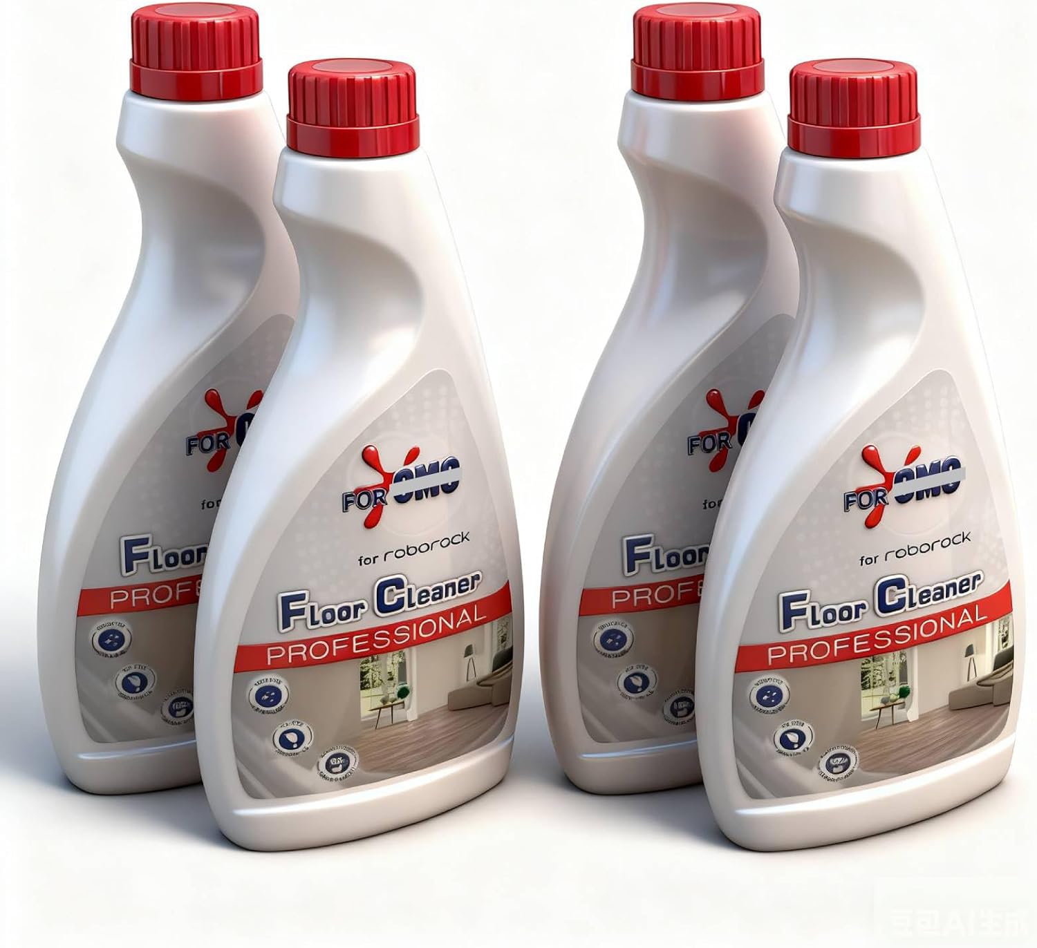 4 Bottle Original Scent Floor Cleaning Solution - For Roborock Robot Vacuum & Mop, Deep Cleans Hard Floors, Works With All Mopping Robot Vacuums