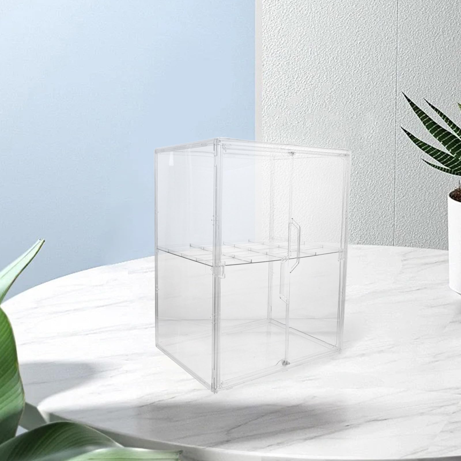 Aufbewahrungsregal Platzsparend mit 2 Ebenen aus Acryl Babyflaschen und Doppelten Türen im Modernen Schrank für Babyflaschen Sauger und Breigläser