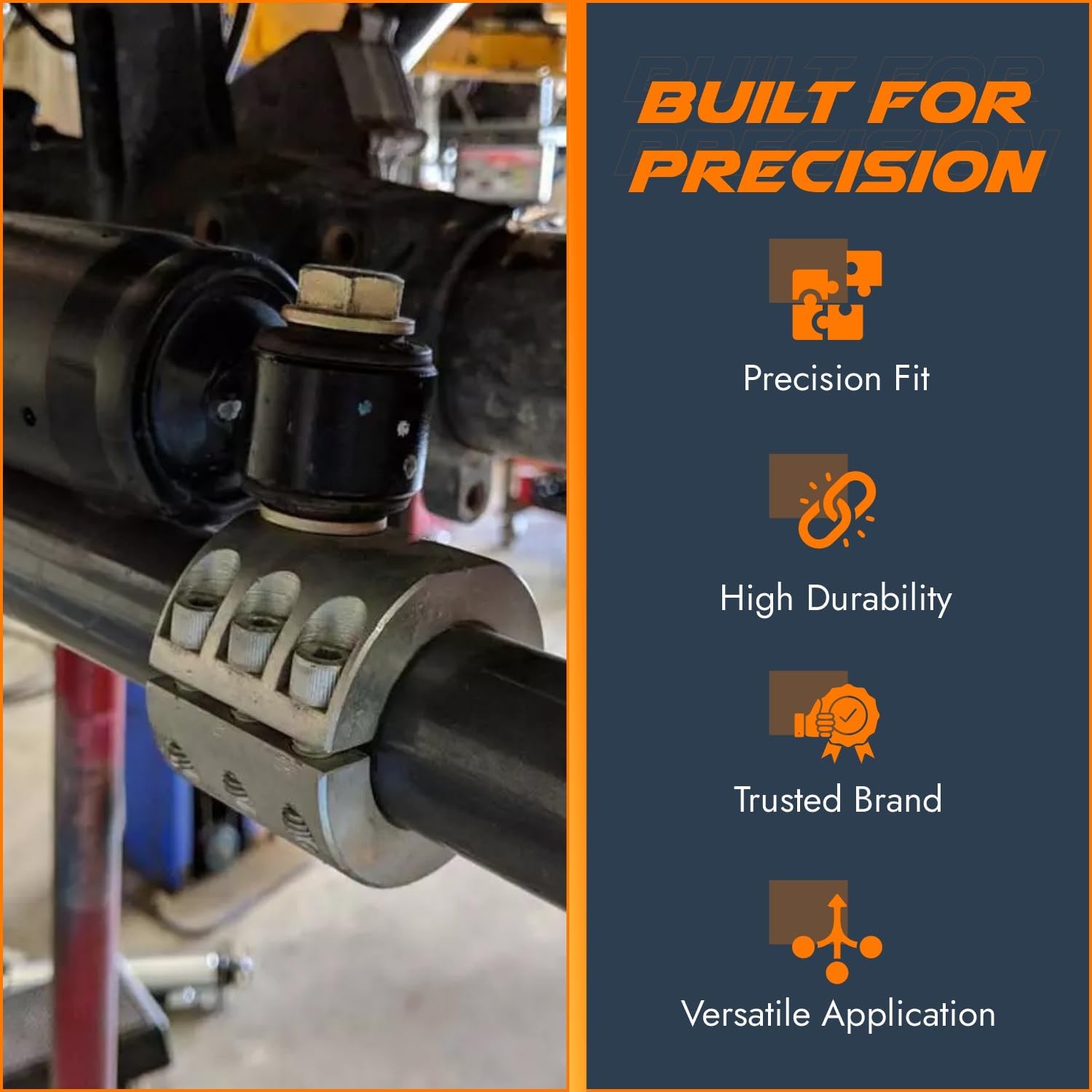 Baja Racing 1.5” Steering Tube Clamp – 4130 Chromoly Steel, Black Powder Coat – High Strength, Precision Fit, Off-Road Suspension Bracket for Jeep, UTV, 4x4 Builds.