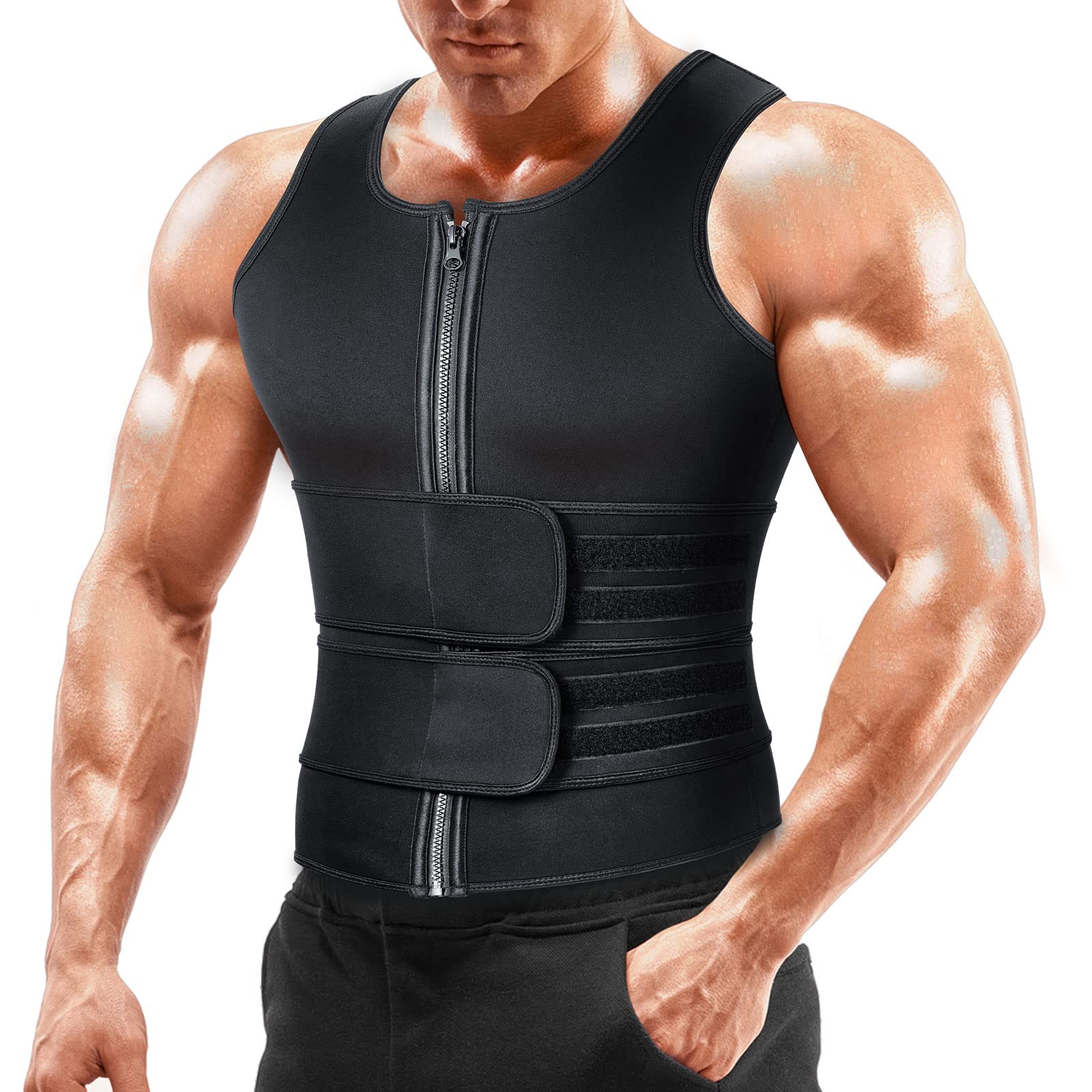 Sauna Vest Waist Trainer for Men - Mens Sauna Suit Double Sweat Belt Body Shaper for Belly Fat Slimming Gym Workout Plus Size 5XL โ image 1