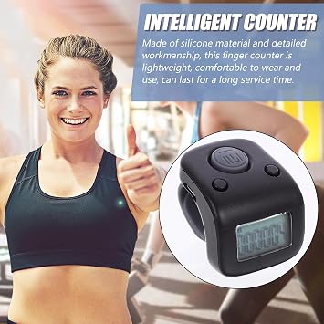 Digital Finger Counter Ring with Rechargeable Display, Handheld Silent Lap Counting Clicker for Swimming and Sports Training, Black
