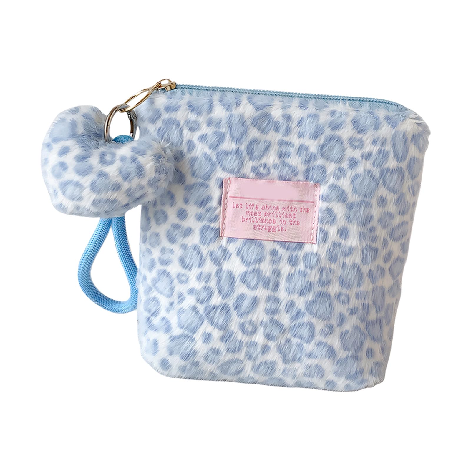 HENYGEN Plush Leopards Pattern Cosmetics Case Handheld Vanity Pouches with Spacious Compartment for Daily Use Leopards Pattern Makeup Pouches